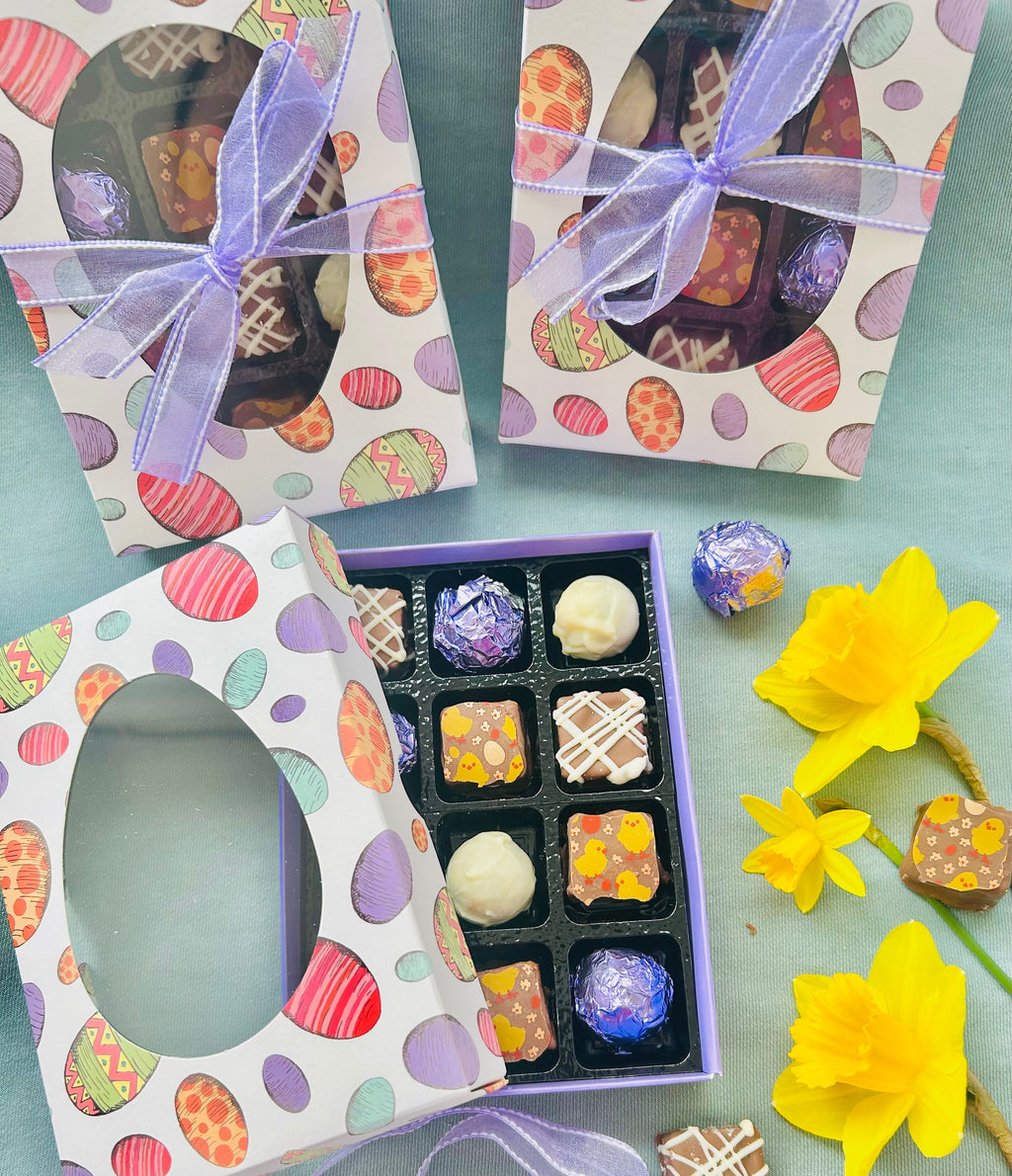 Easter Box of Chocolates - 12 Lefevre Chocolate Artisan Belgian Chocolate Truffles - totally handmade in Shropshire