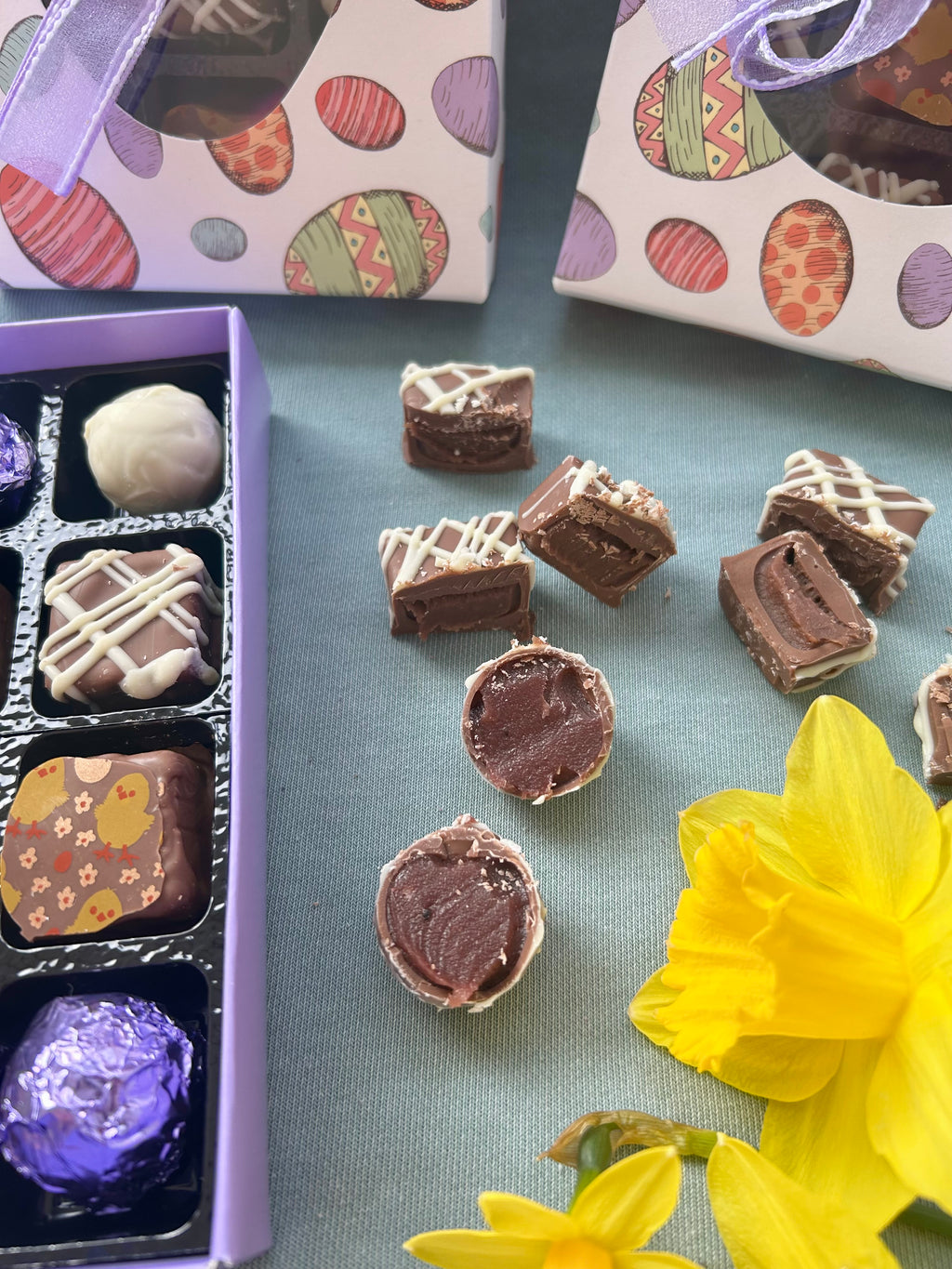 Easter Box of Chocolates - 12 Lefevre Chocolate Artisan Belgian Chocolate Truffles - totally handmade in Shropshire