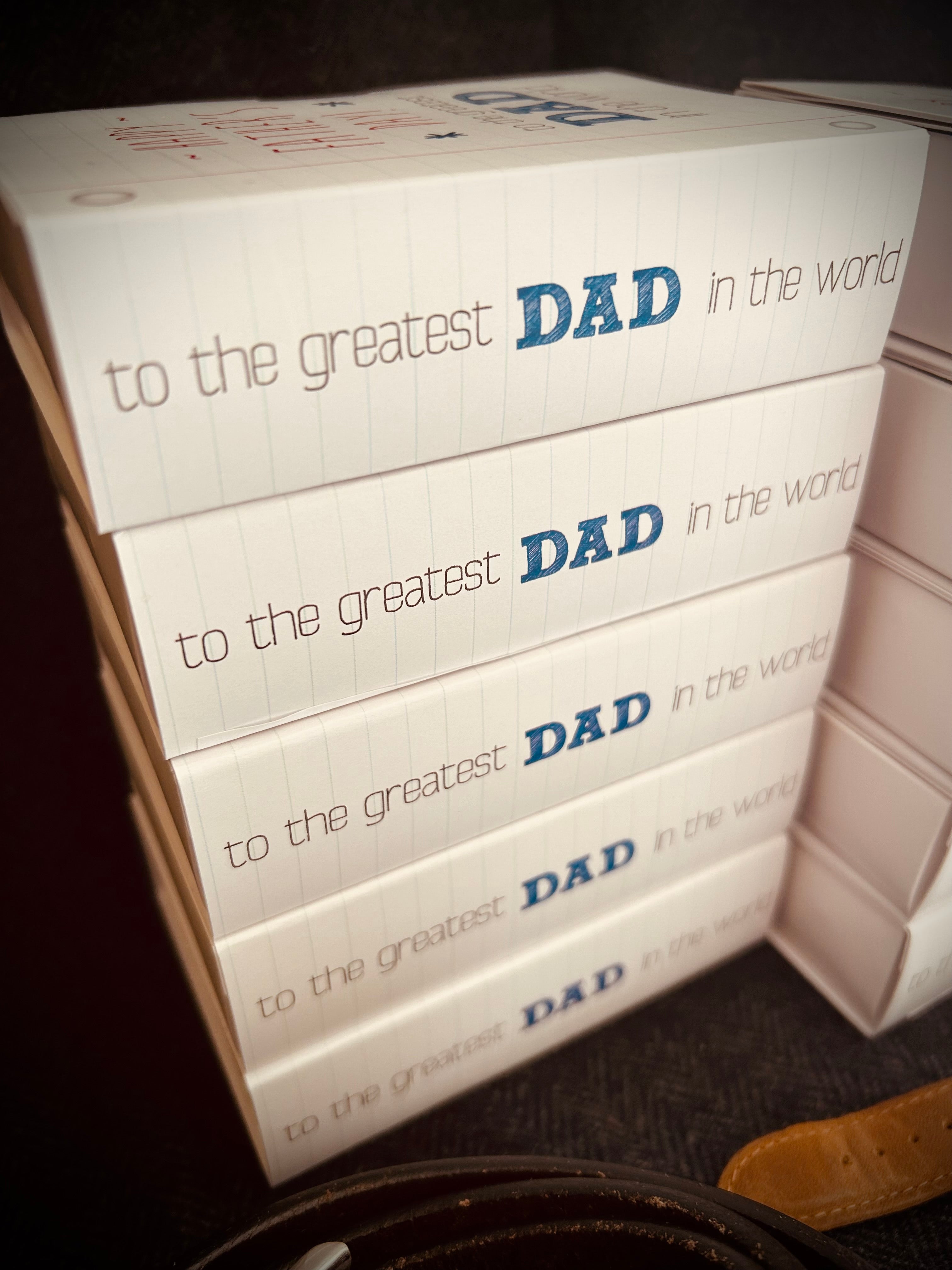 Close-up of Lefevre Chocolate Father's Day truffle box lid